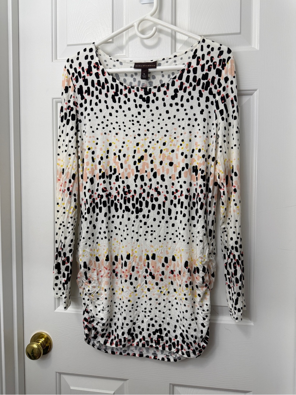White Multi-Color Printed Long-Sleeve Women's Dress